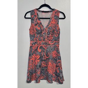 Ark & Co. Navy Orange Floral Swing Dress Size S EUC